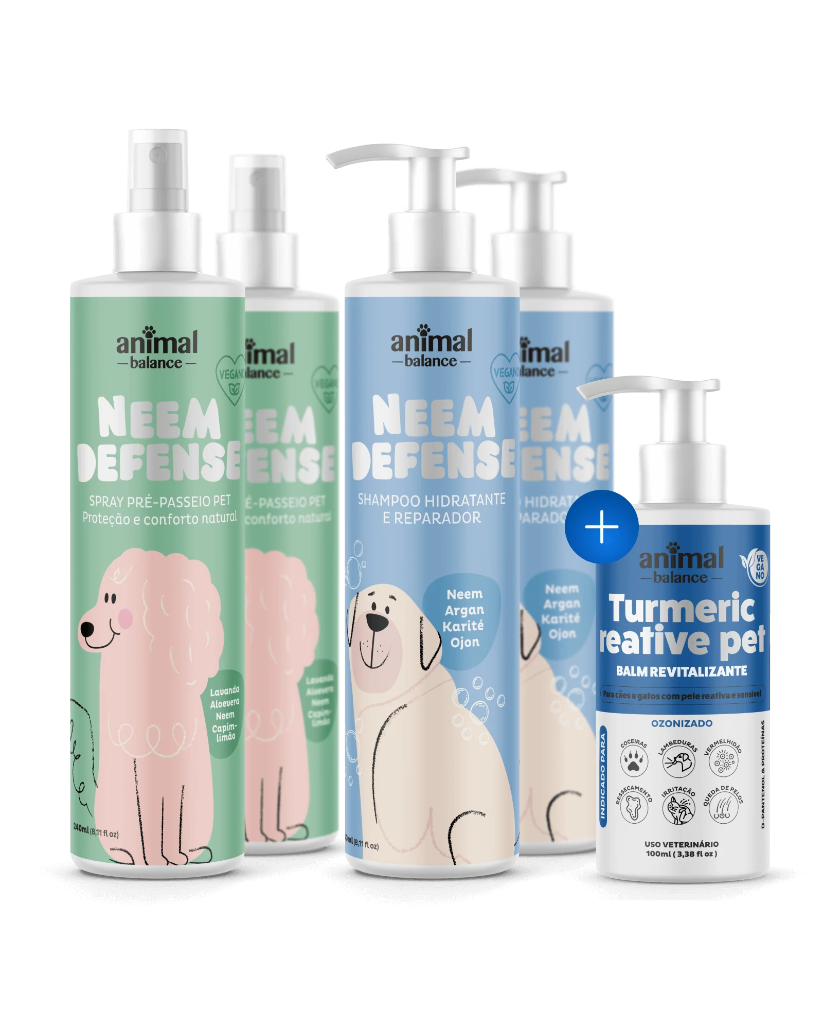 Neem Turmeric Care Kit – 2 Sprays, 2 Shampoos and 1 Reative Balm