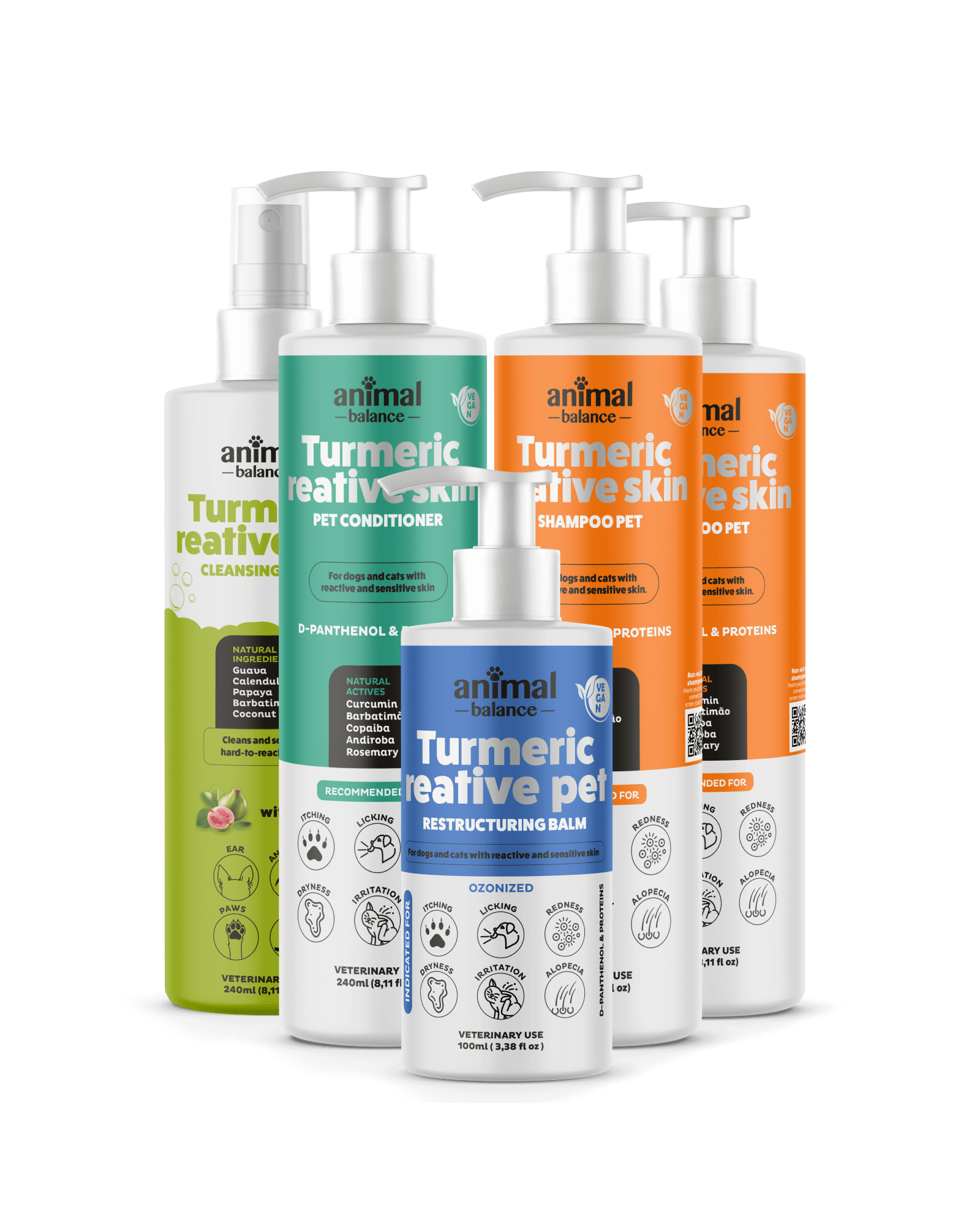 2 Turmeric Shampoos + 1 Conditioner + 1 Restructuring Balm + 1 Cleansing Spray
