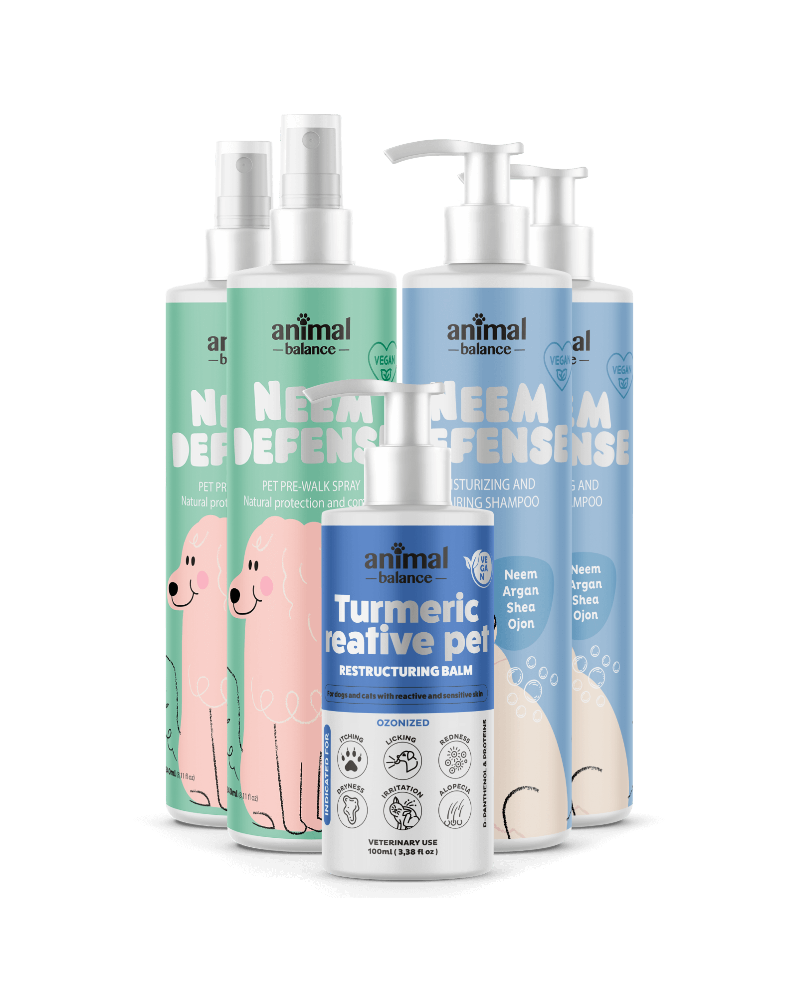 Neem Turmeric Care Kit – 2 Sprays, 2 Shampoos and 1 Reative Balm