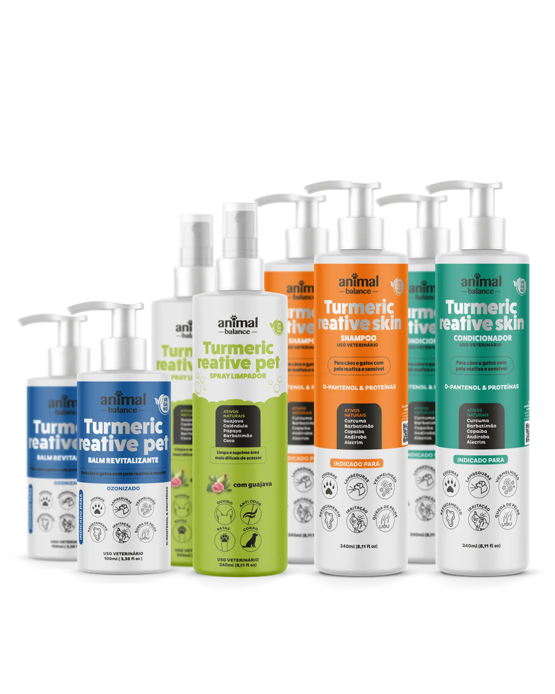 Mega-Erleichterungs-Promotions-Set - 2 Kurkuma Reaktive Shampoos + 2 Reaktive Conditioner + 2 Restrukturierende Feuchtigkeitsbalsame + 2 Beruhigende Reinigungssprays