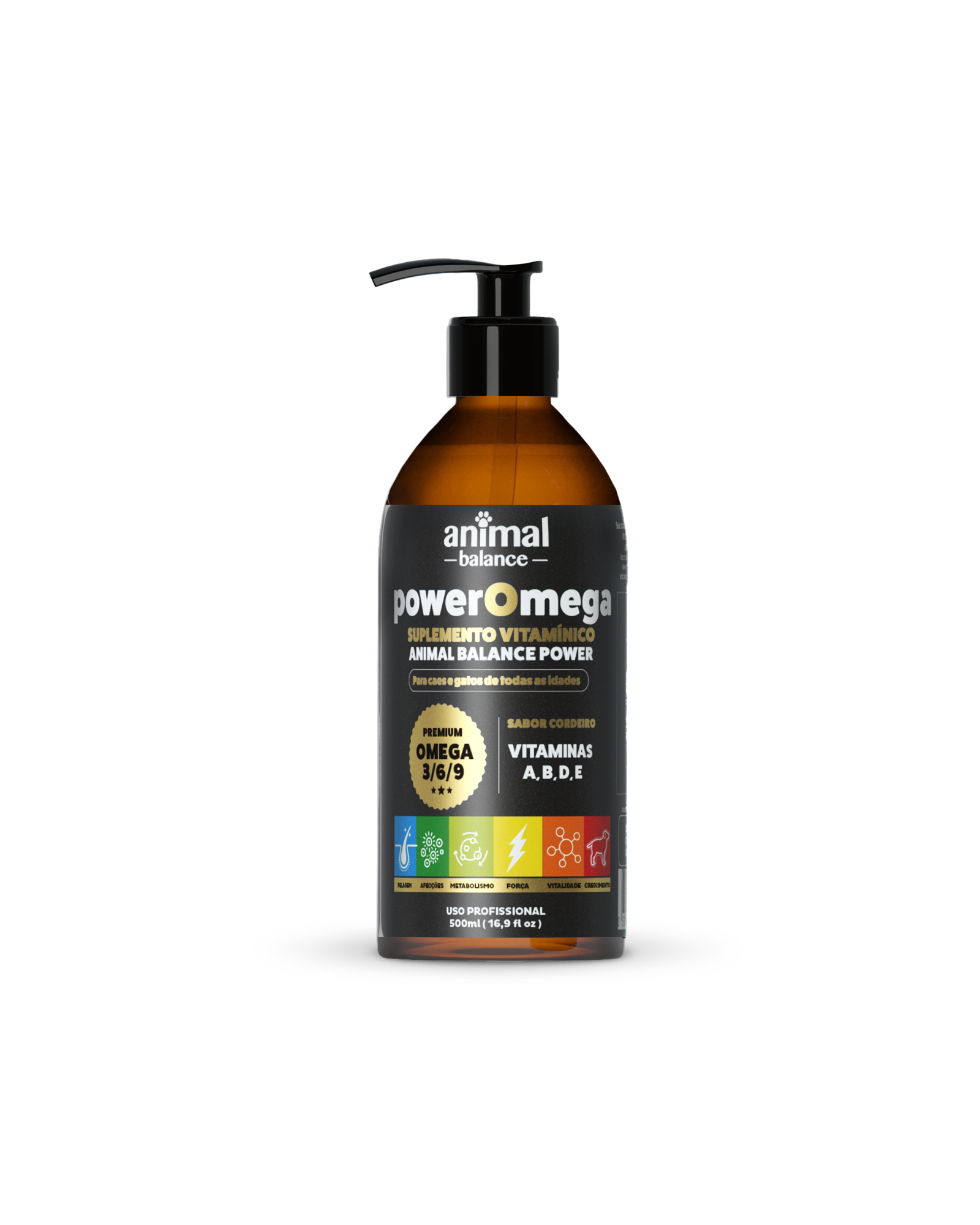 POWER OMEGA 3, 6 & 9 PREMIUM + Turmeric - Lamb Flavor - 16.90 fl oz / 500ml