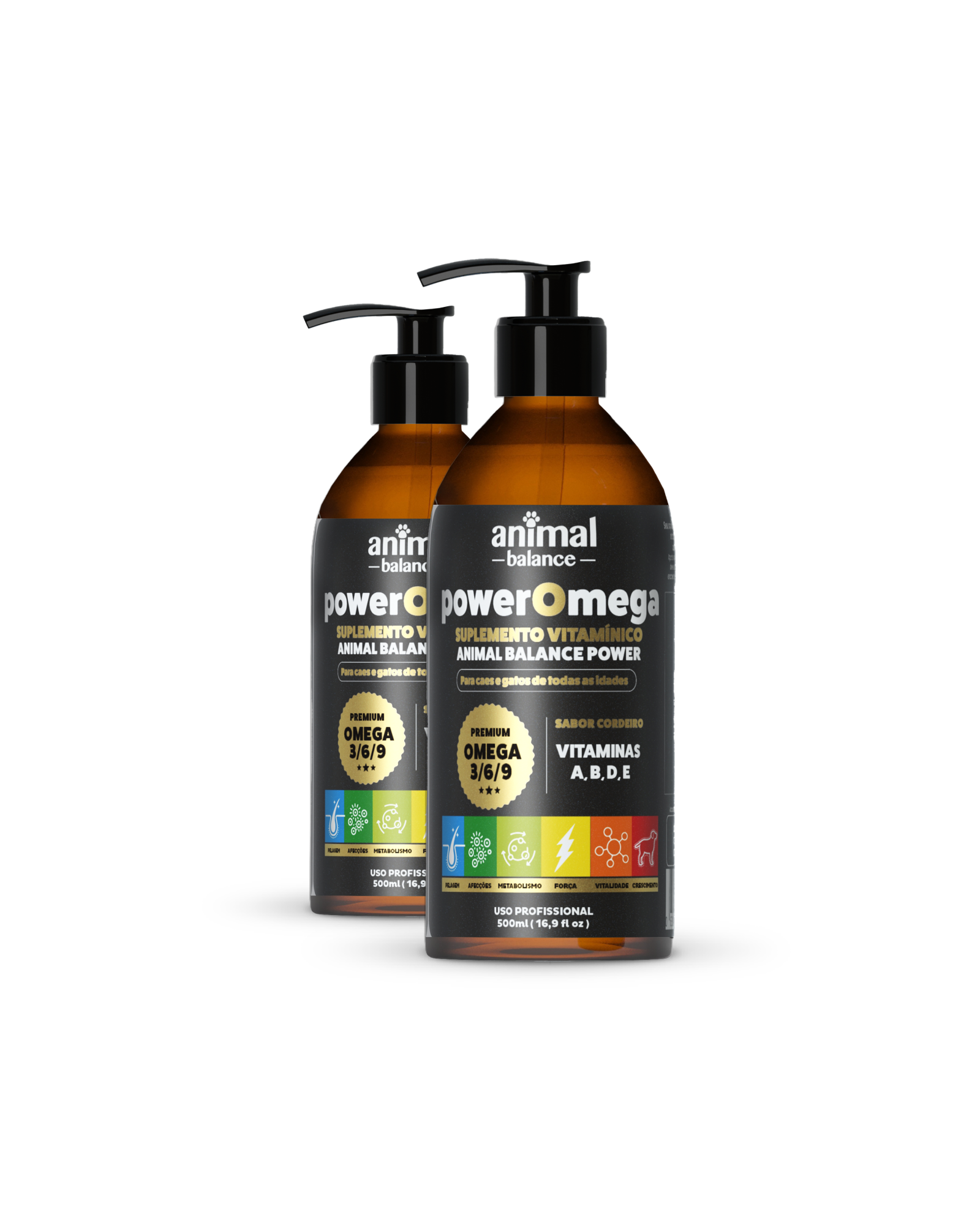 2 Power Omega 3, 6 & 9 + Turmeric – Vitamin Supplement, Lamb Flavor – 500ml