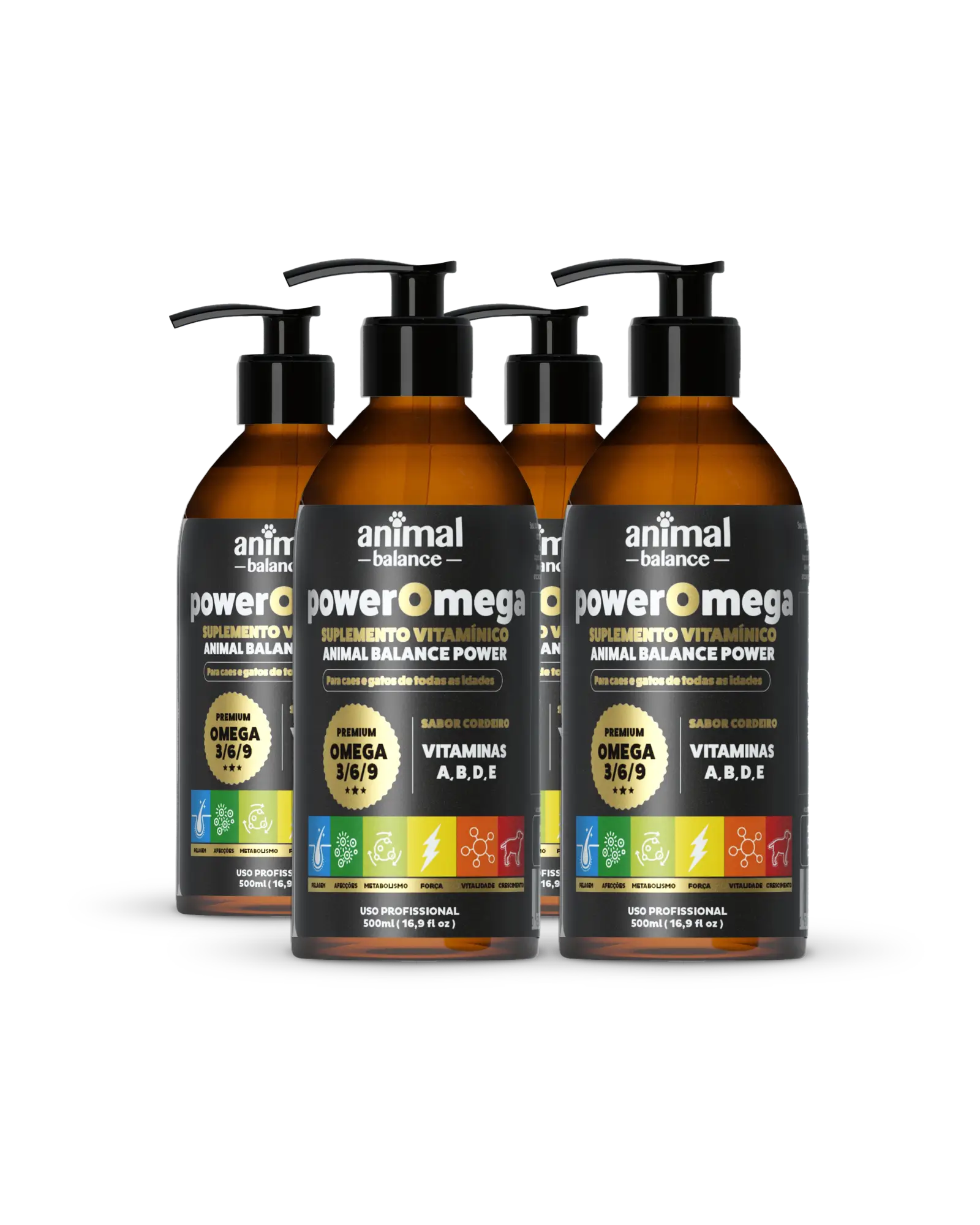 4 Power Omega 3, 6 & 9 + Turmeric – Vitamin Supplement, Lamb Flavor – 500ml