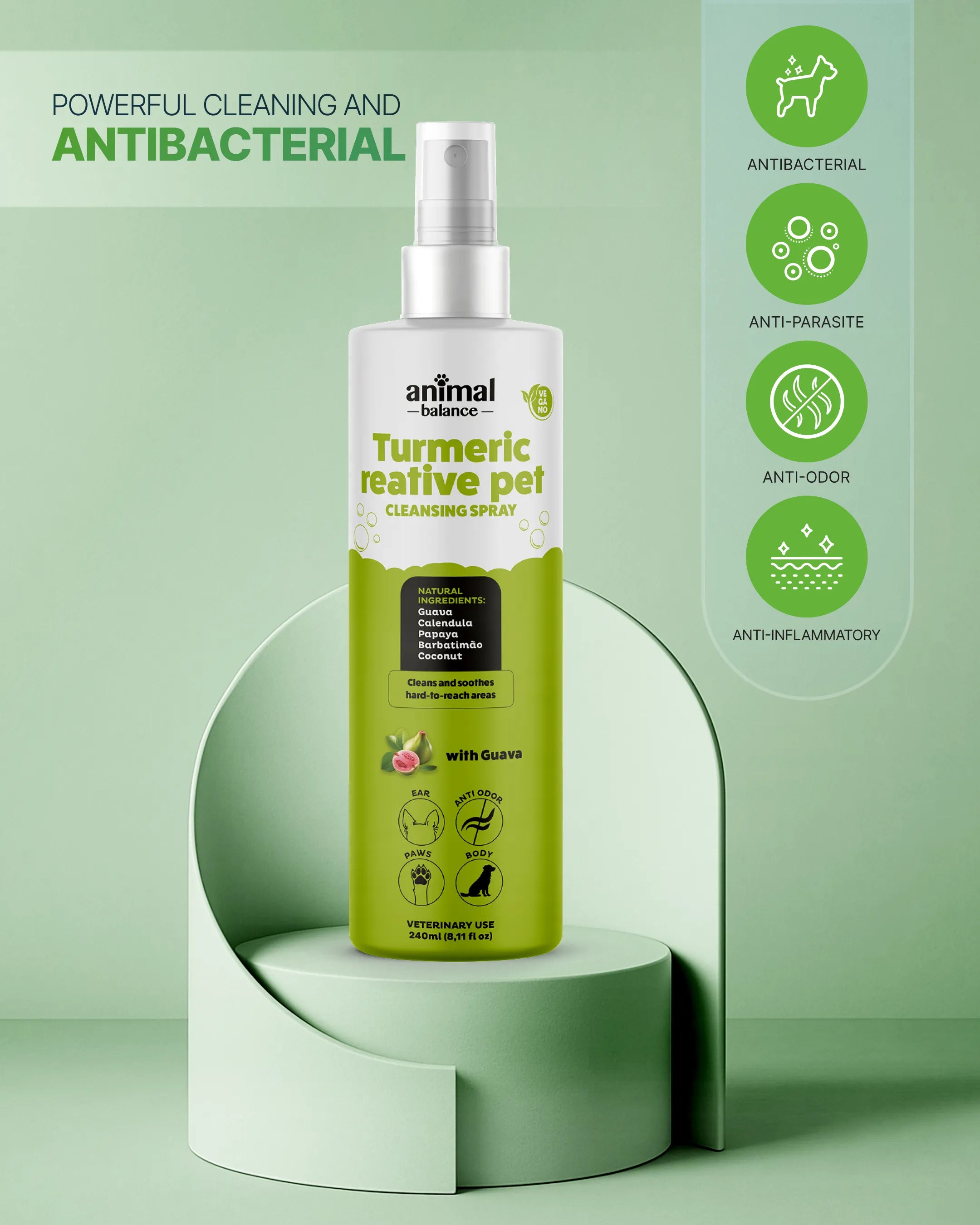 Turmeric Soothing & Bactericidal Spray – Psidium, Calendula & Aloe – 8.1 fl oz